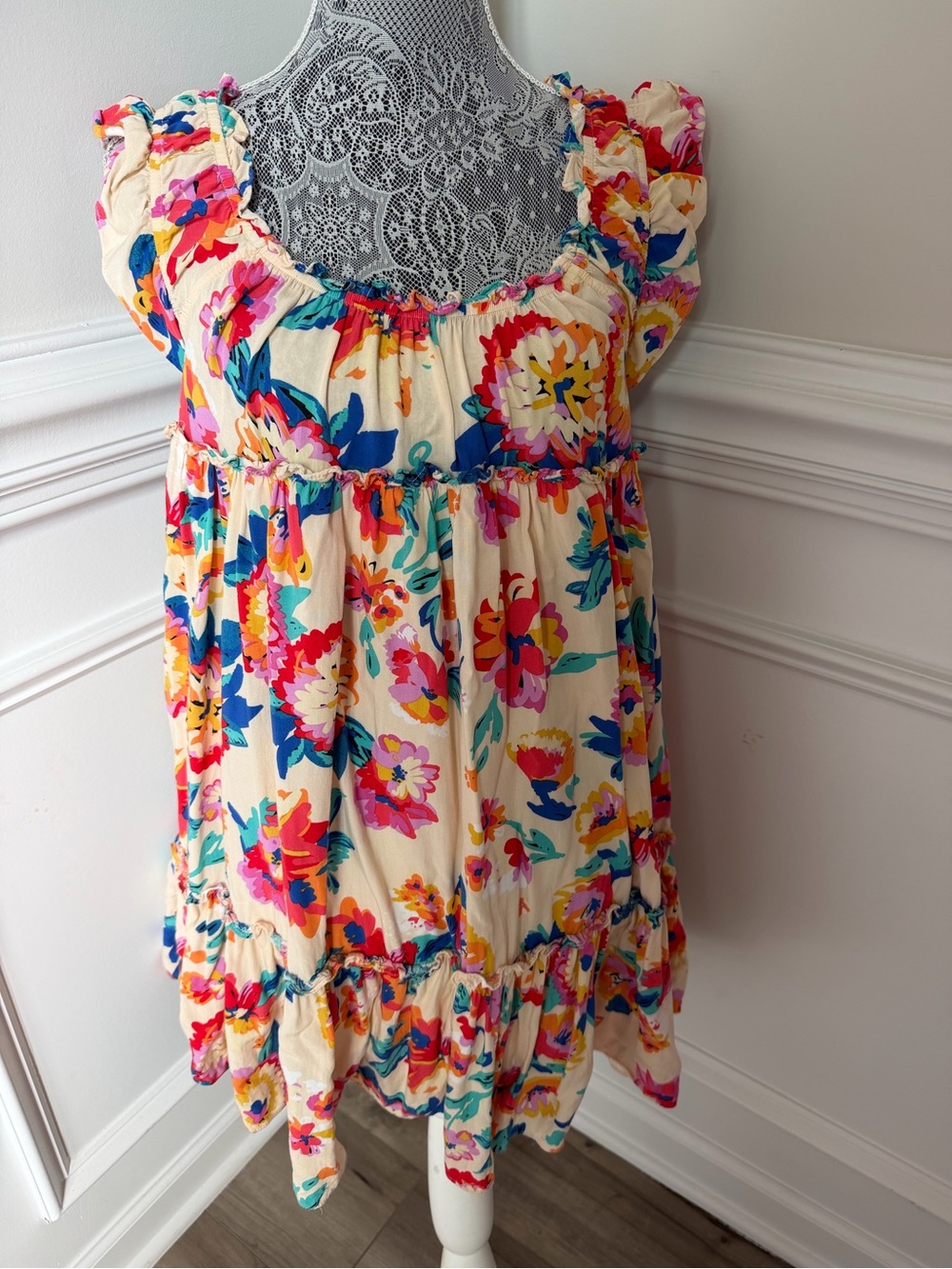 Boutique Impression Womens Floral Mini Dress Size L